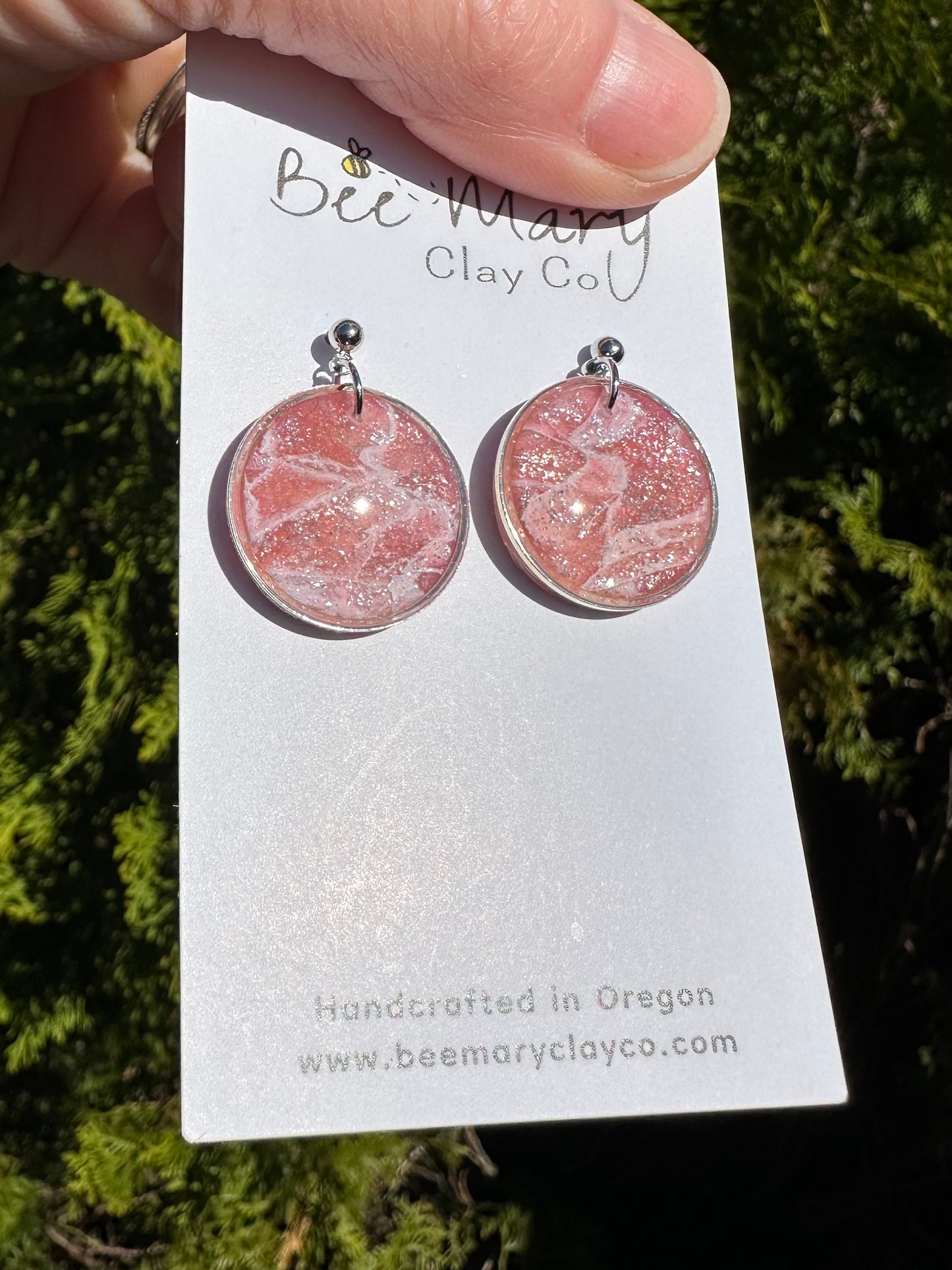 Pink Marbled Earrings