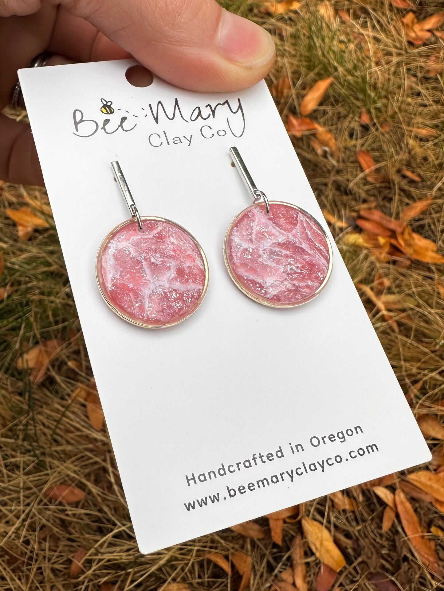 Pink Marbled Earrings